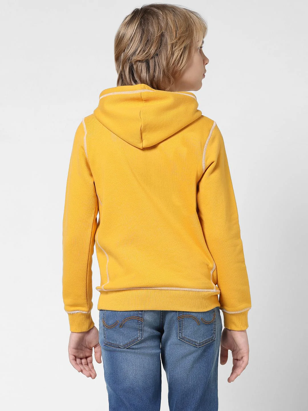 JUNIOR BOYS Yellow Contrast Stitch Sweatshirt - Image 3