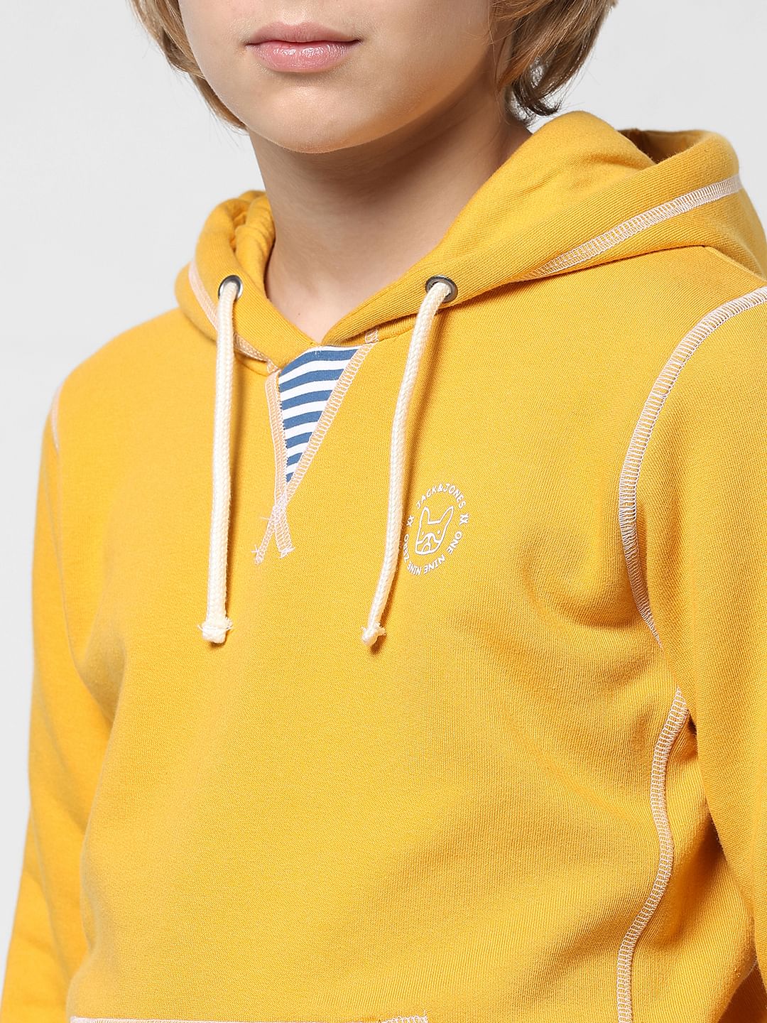 JUNIOR BOYS Yellow Contrast Stitch Sweatshirt - Image 4