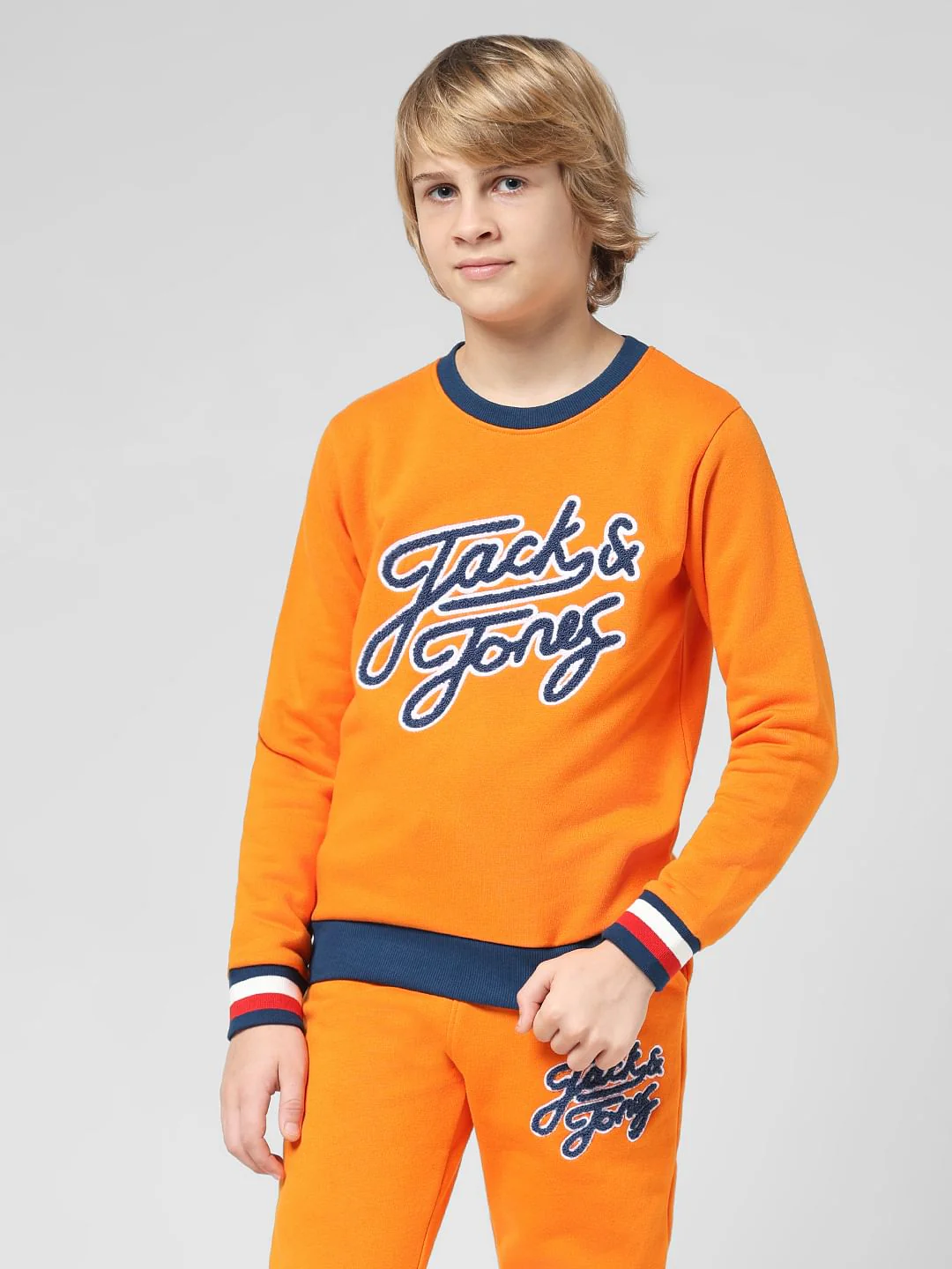 JUNIOR BOYS Orange Printed Co-ord Set Sweatshirt - Image 2