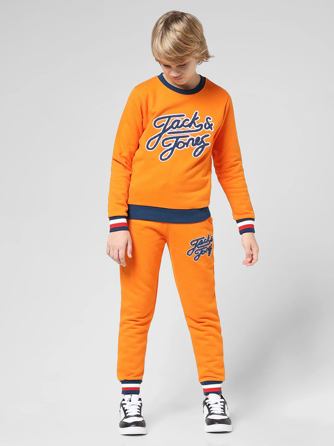 JUNIOR BOYS Orange Printed Co-ord Set Sweatshirt - Image 4