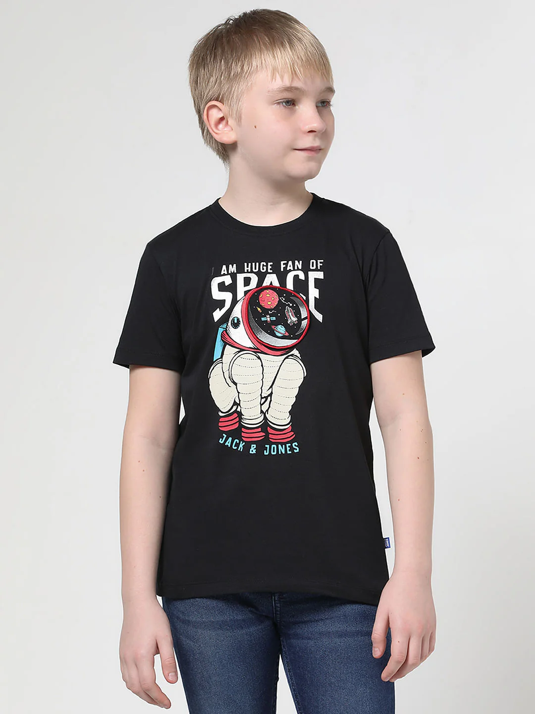 Boys Black Space Doggo Crew Neck T-shirt - Image 2