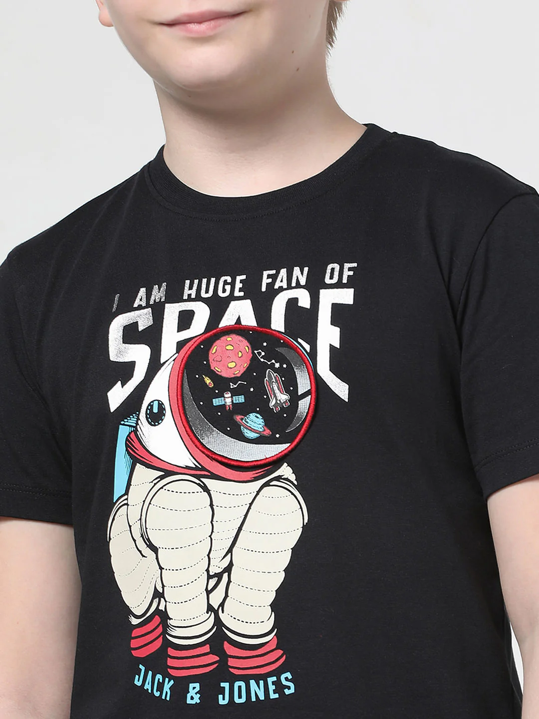 Boys Black Space Doggo Crew Neck T-shirt - Image 4