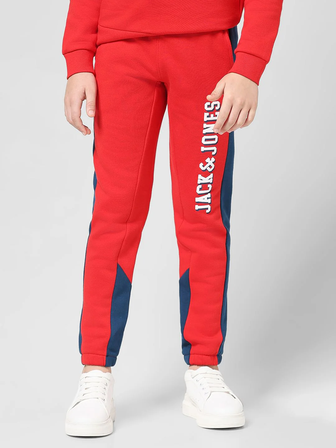JUNIOR BOYS Red Colourblocked Co-ord Set Sweatpants - Image 2