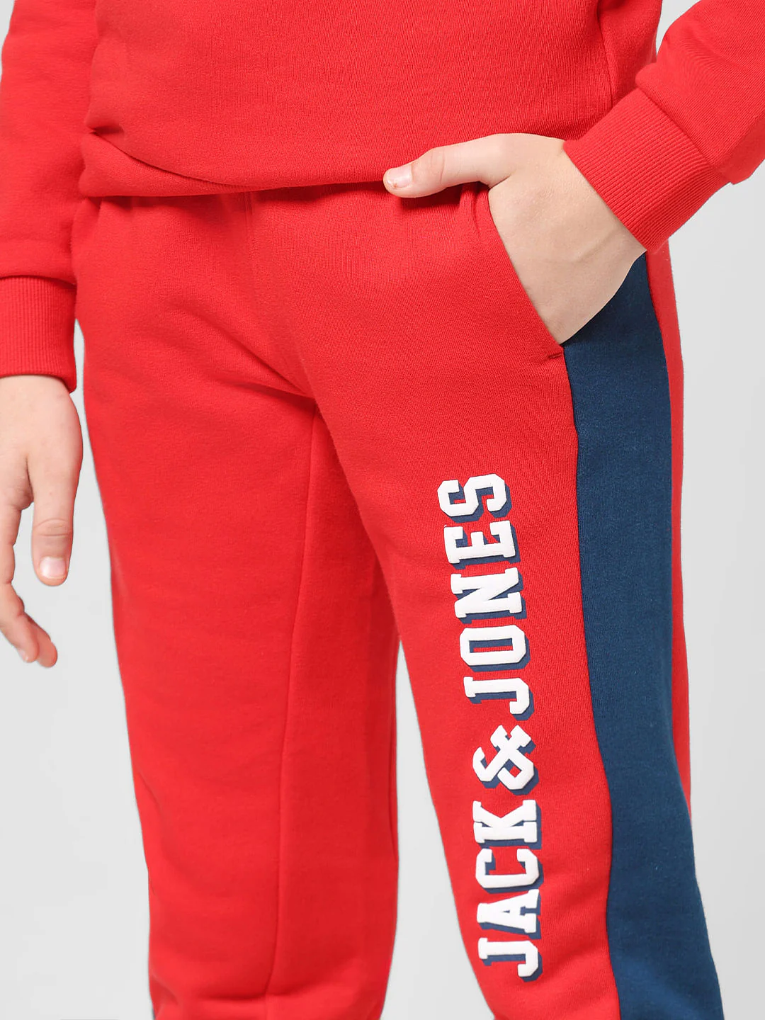 JUNIOR BOYS Red Colourblocked Co-ord Set Sweatpants - Image 4