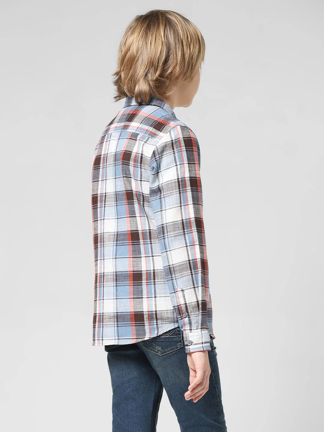 JUNIOR BOYS White Check Full Sleeves Shirt - Image 3