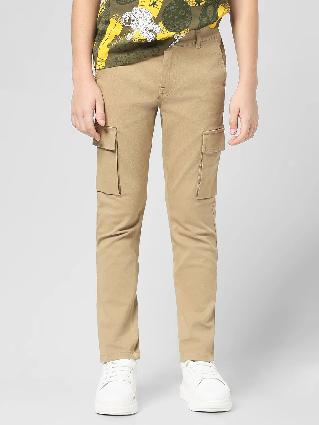 JUNIOR BOYS Brown Mid Rise Cargo Pants - Image 2