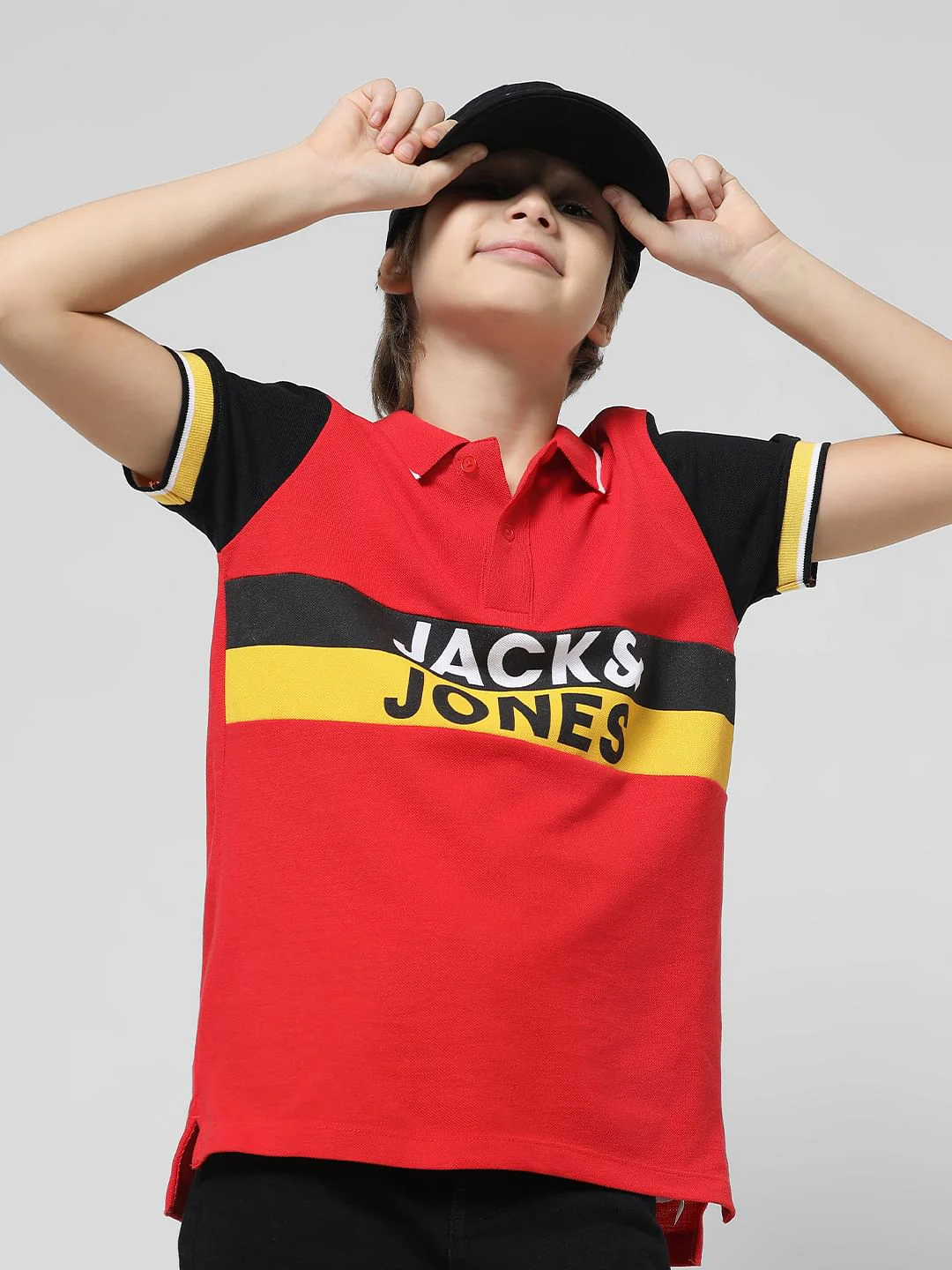 Red Colourblocked Polo T-shirt