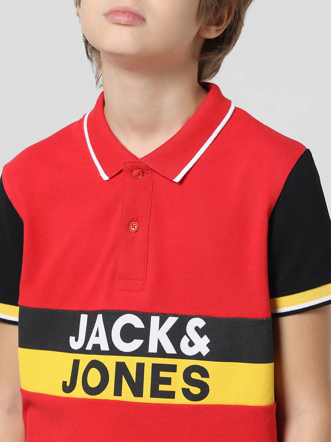 Red Colourblocked Polo T-shirt - Image 4