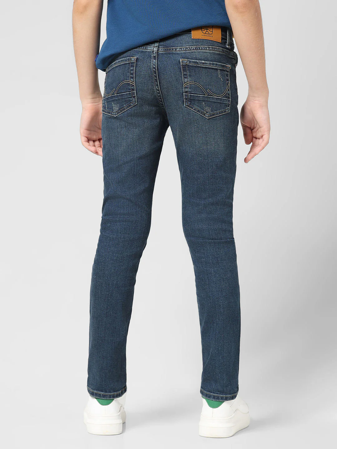 JUNIOR BOYS Dark Blue Distressed Clark Regular Fit Jeans - Image 3