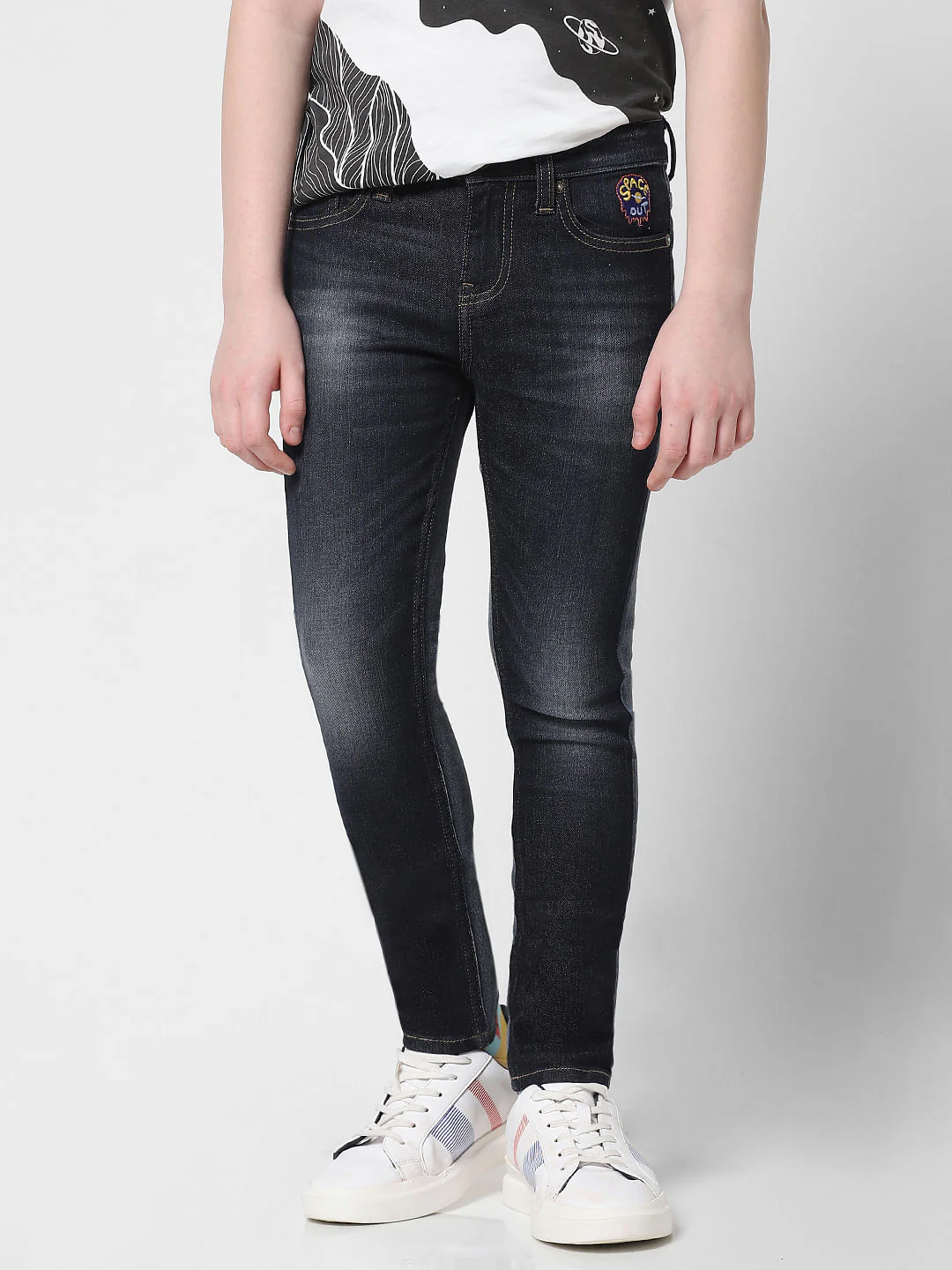 Dark Blue Mid Rise Washed Glenn Slim Jeans - Image 2