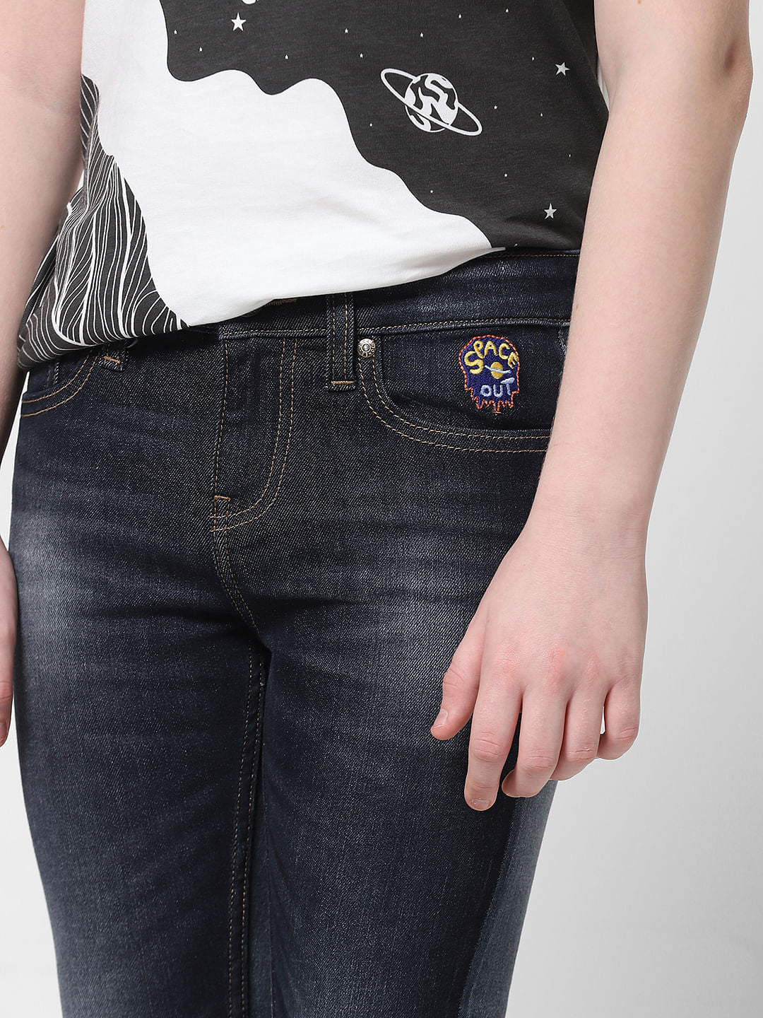 Dark Blue Mid Rise Washed Glenn Slim Jeans - Image 4