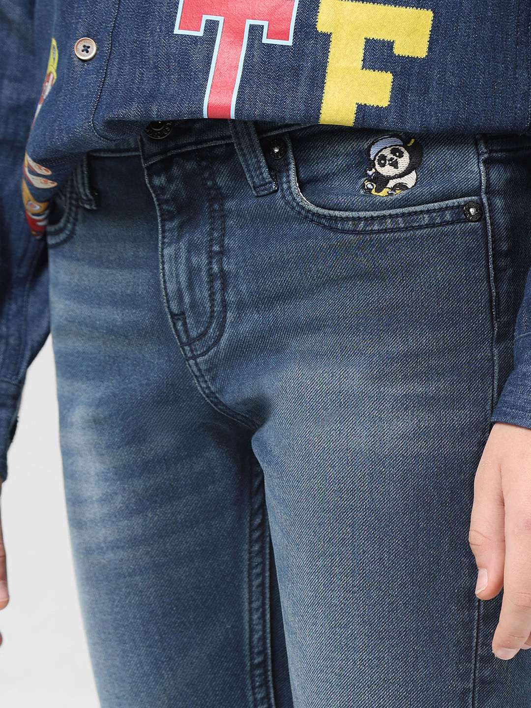 JUNIOR BOYS Dark Blue Washed Glenn Slim Fit Jeans - Image 4