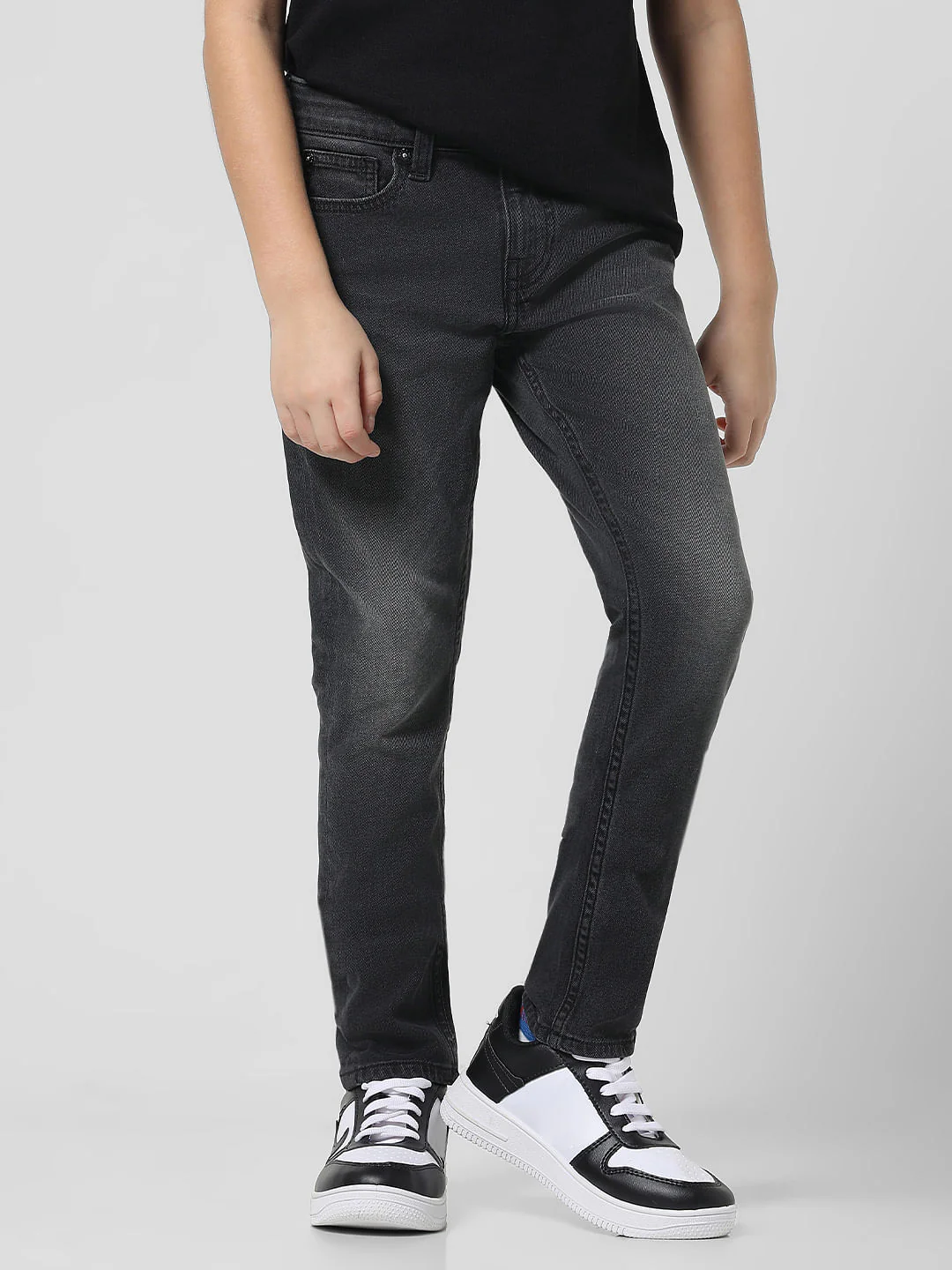 Black Mid Rise Washed Glenn Slim Jeans - Image 2