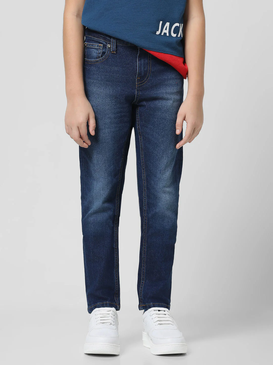 Dark Blue Mid Rise Washed Glenn Slim Jeans - Image 2