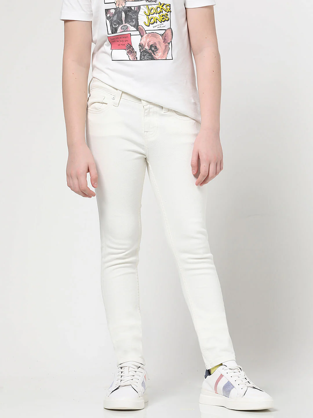 Boys White Mid Rise Glenn Slim Fit Jeans - Image 2