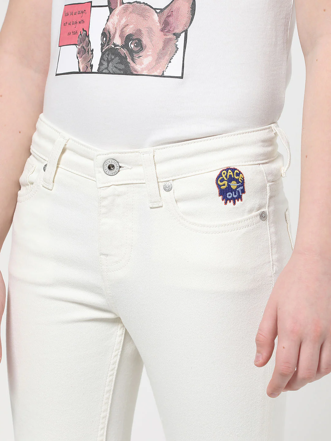 Boys White Mid Rise Glenn Slim Fit Jeans - Image 4