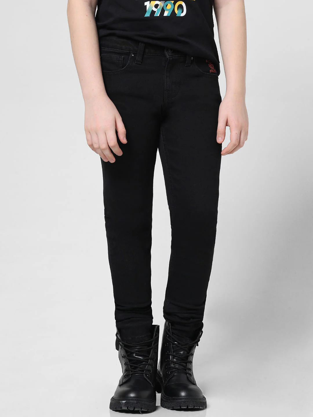 Black Mid Rise Washed Glenn Slim Jeans - Image 2