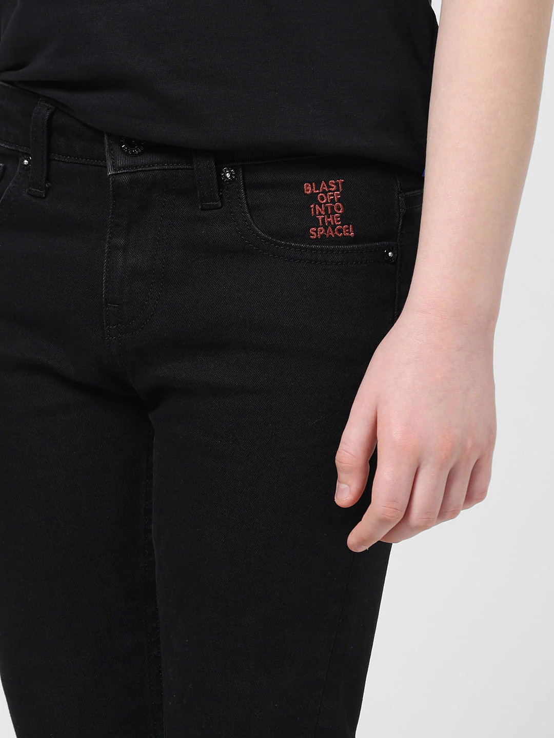 Black Mid Rise Washed Glenn Slim Jeans - Image 4