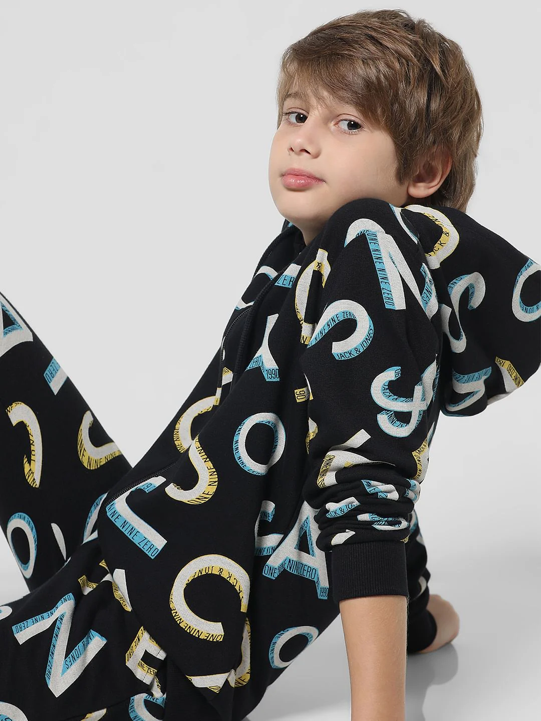 Black Logo Print Front Open Sweatshirt