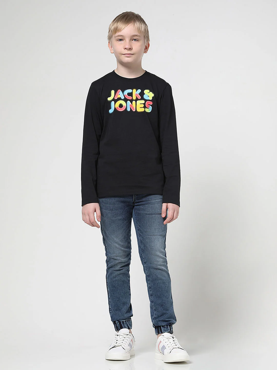 Blue Mid Rise Denim Joggers - Image 5