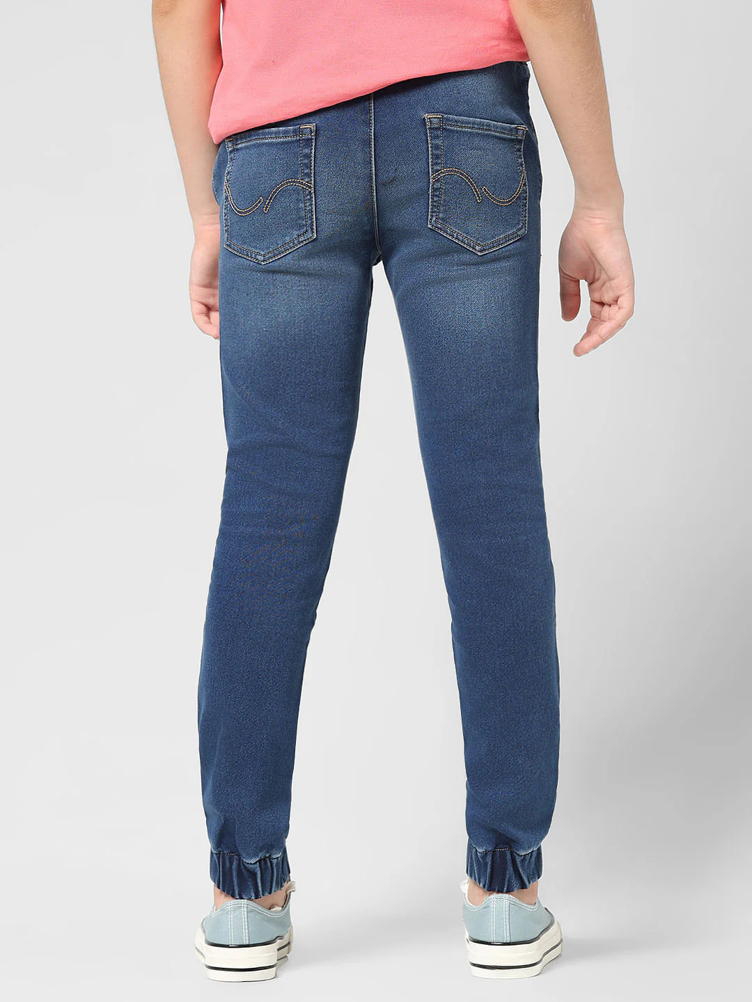 JUNIOR BOYS Blue Washed Denim Joggers - Image 3