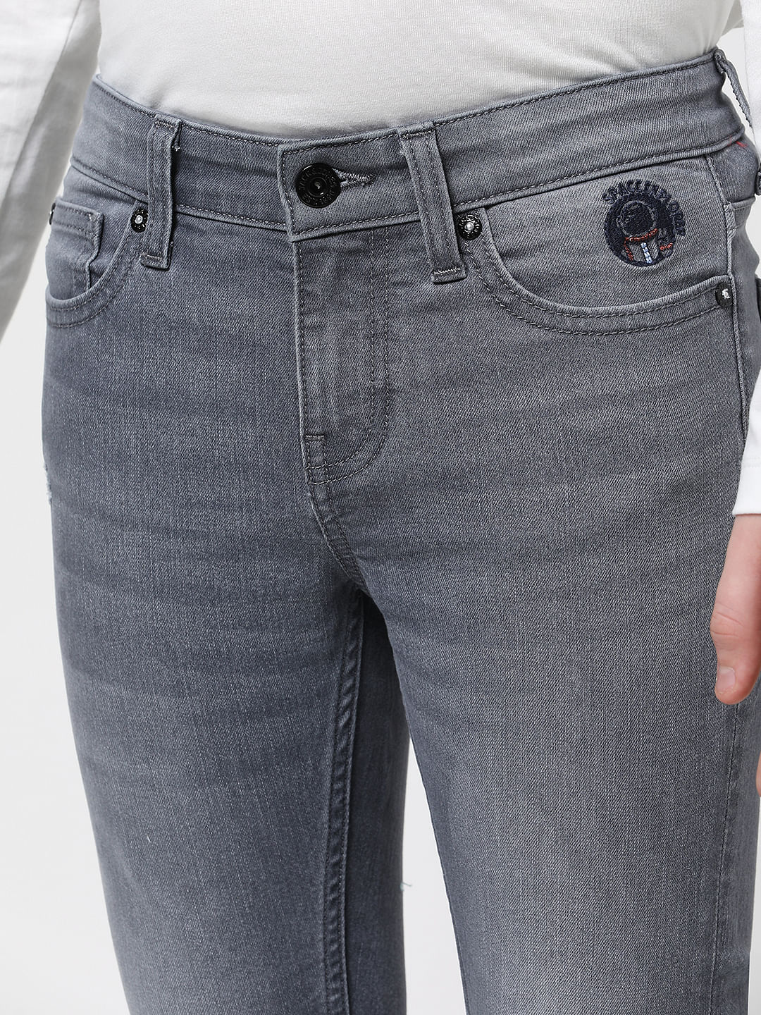 Boys Grey Mid Rise Glenn Slim Fit Jeans - Image 5