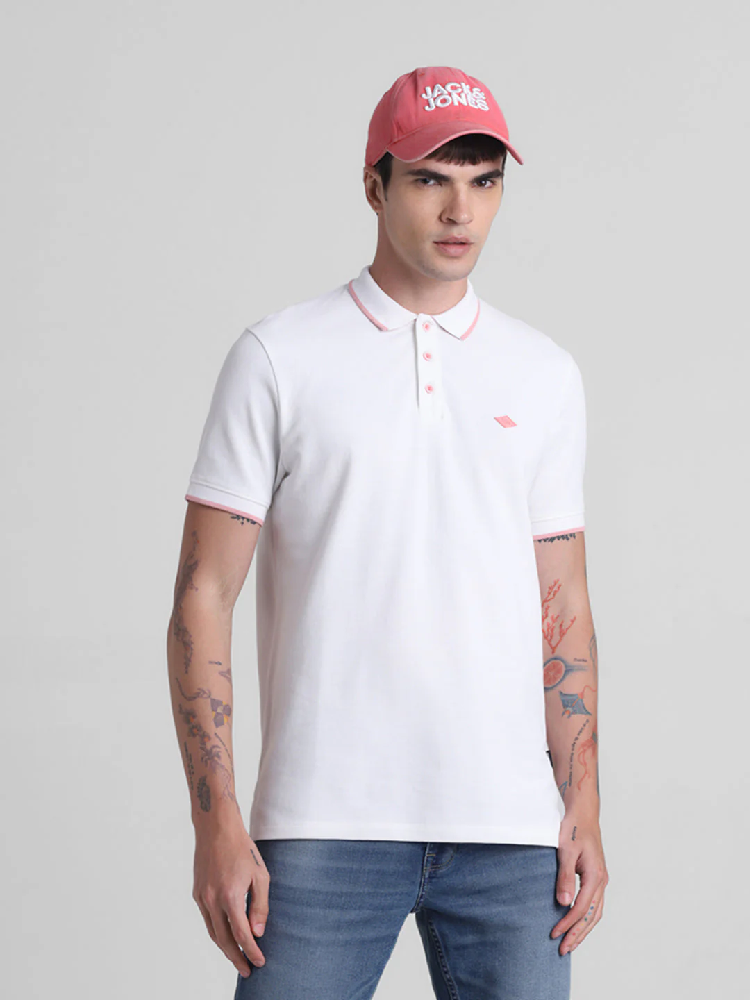 White Contrast Tipping Polo
