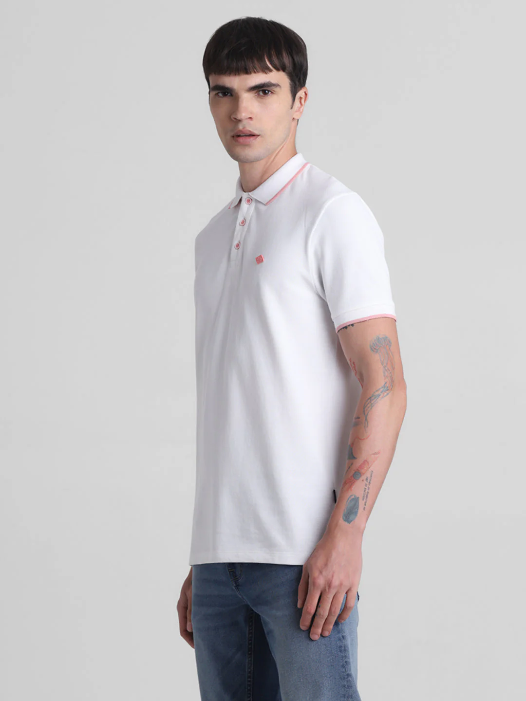 White Contrast Tipping Polo - Image 3