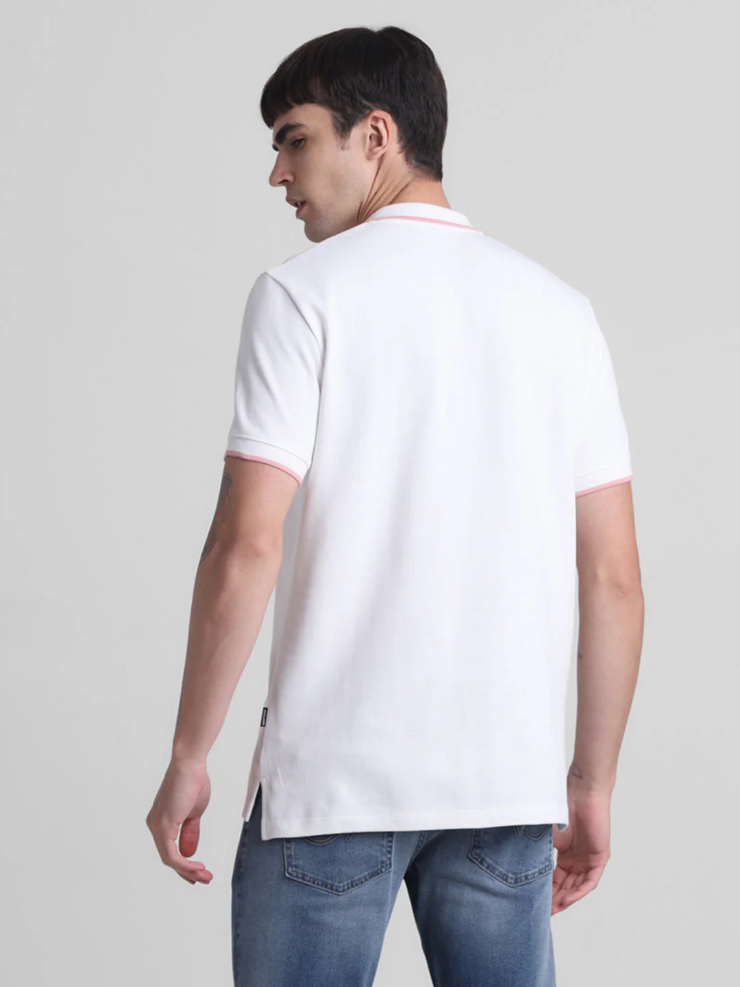 White Contrast Tipping Polo - Image 4