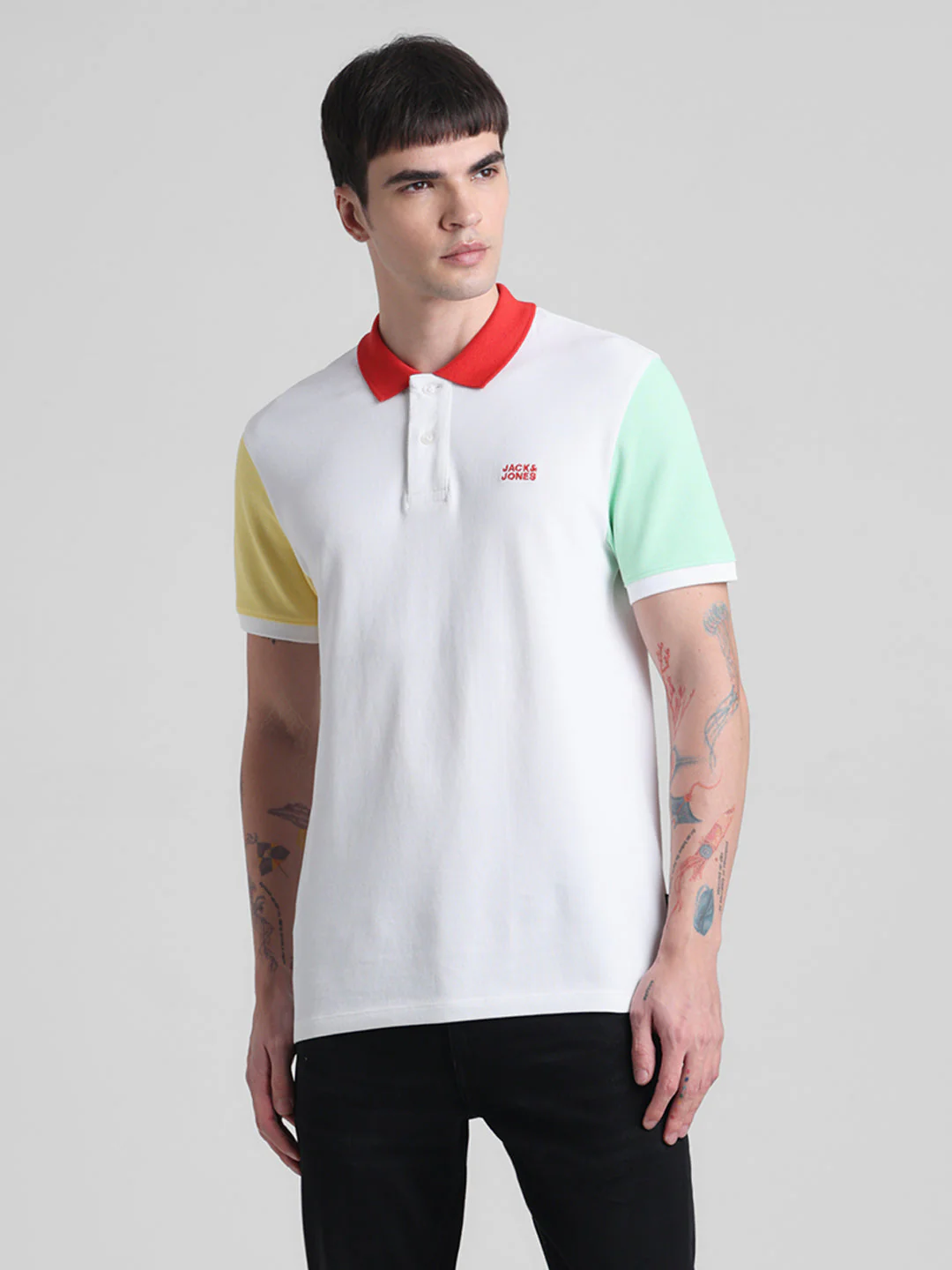 White Colourblocked Polo - Image 2