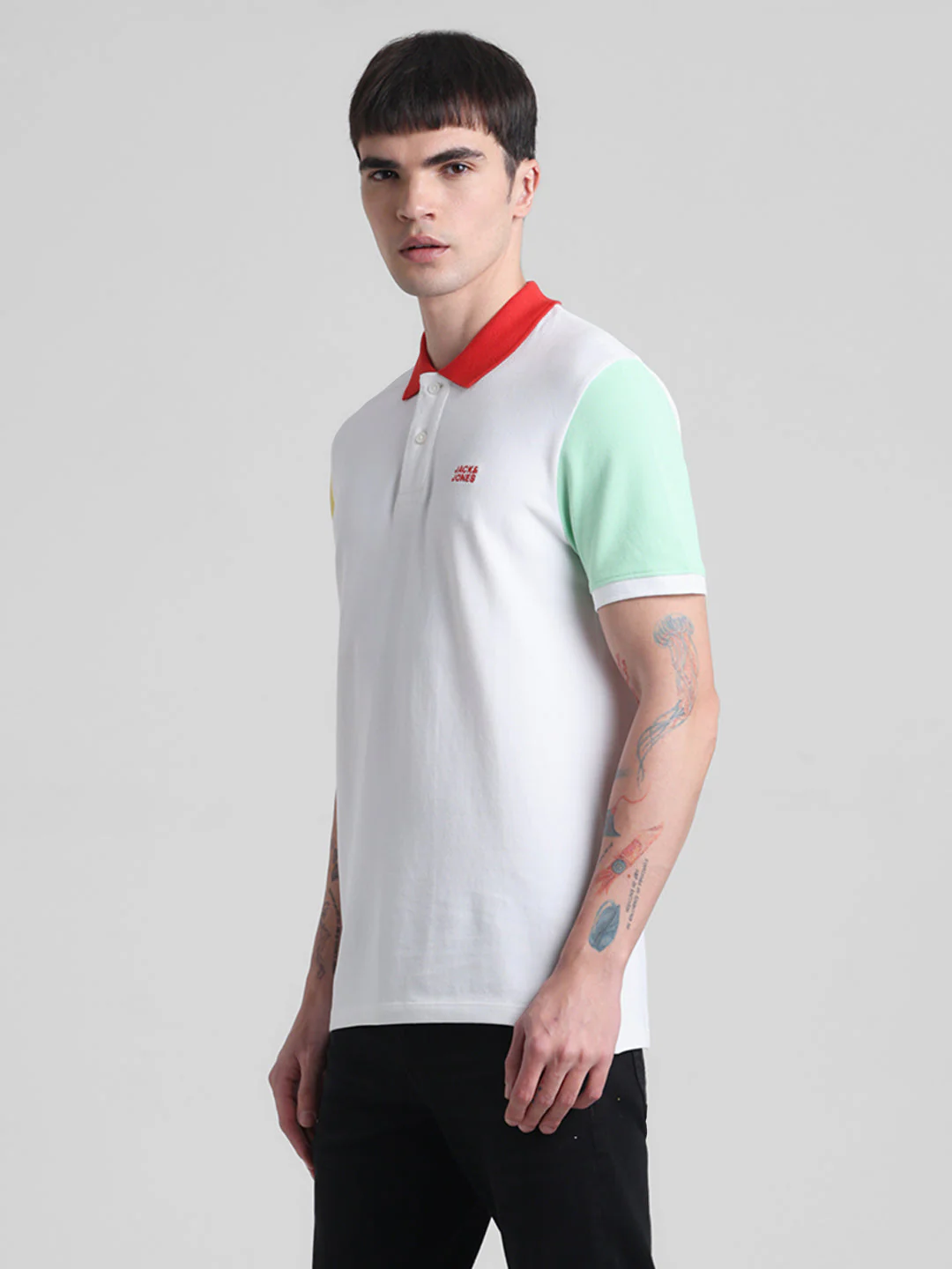 White Colourblocked Polo - Image 3