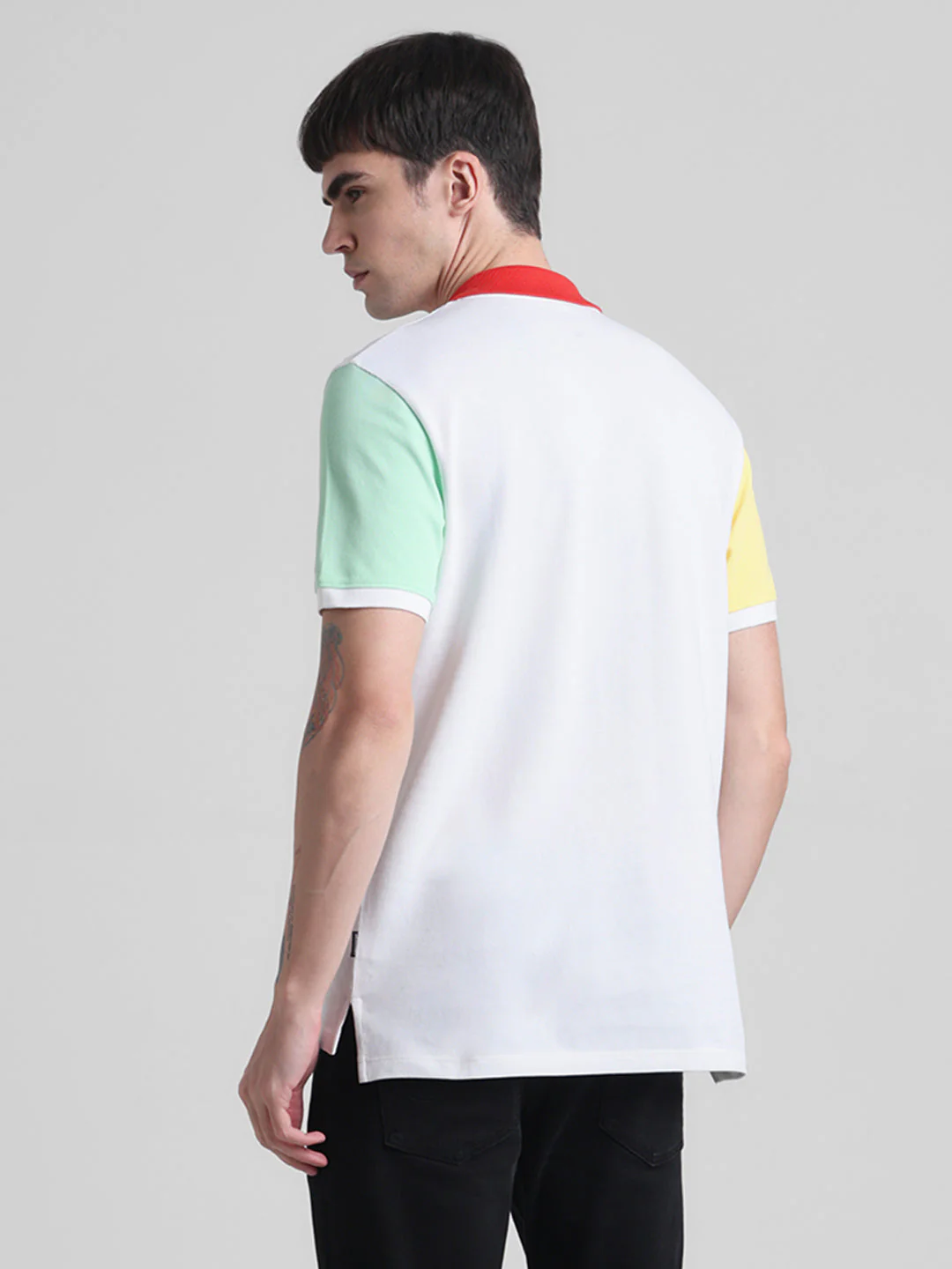 White Colourblocked Polo - Image 4