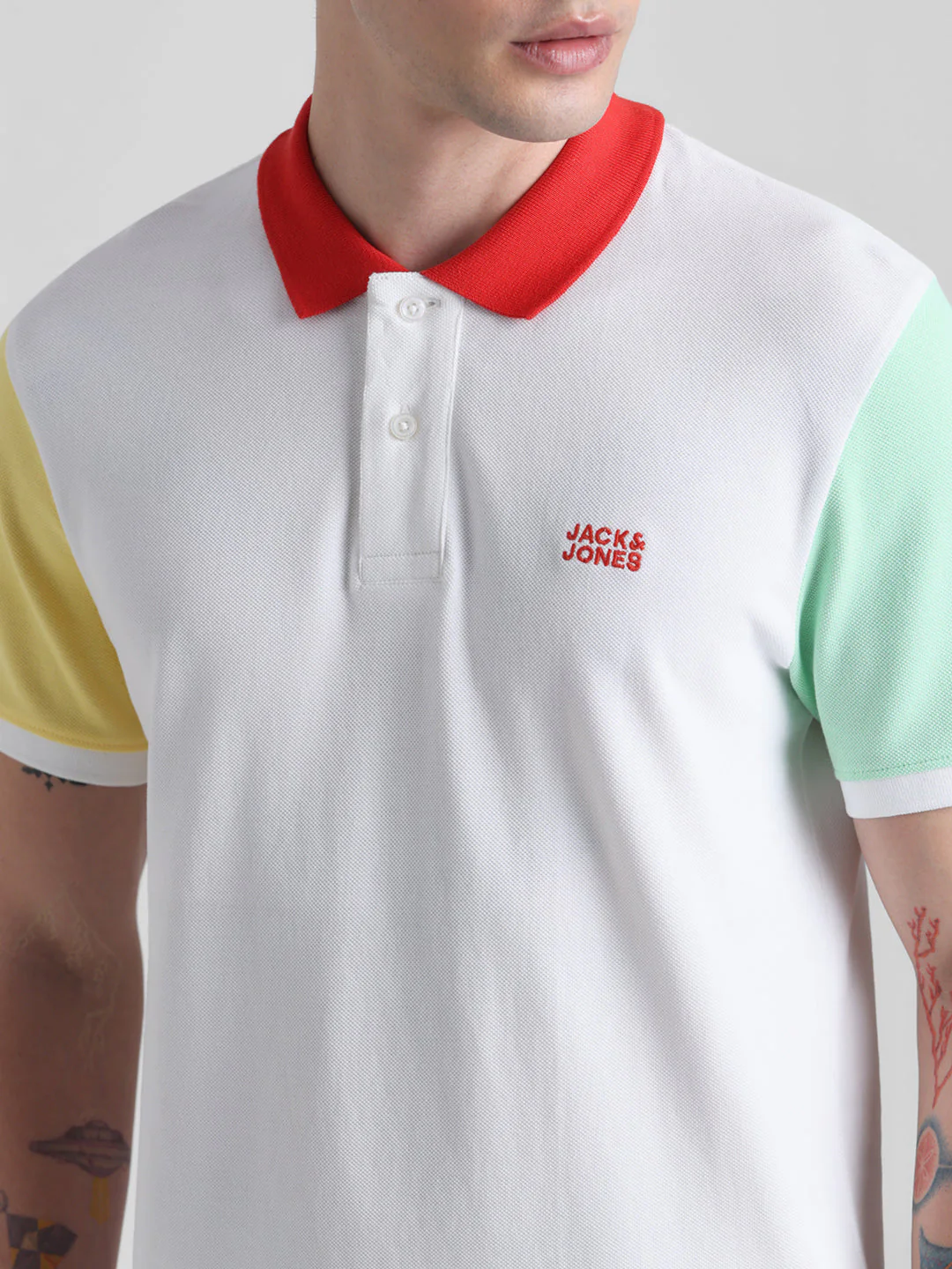 White Colourblocked Polo - Image 5