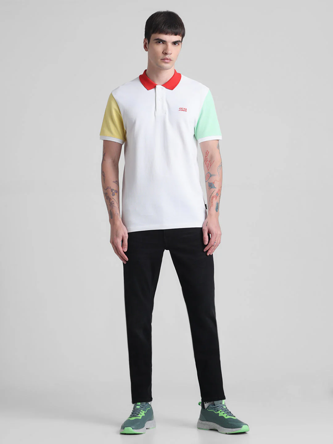 White Colourblocked Polo - Image 6