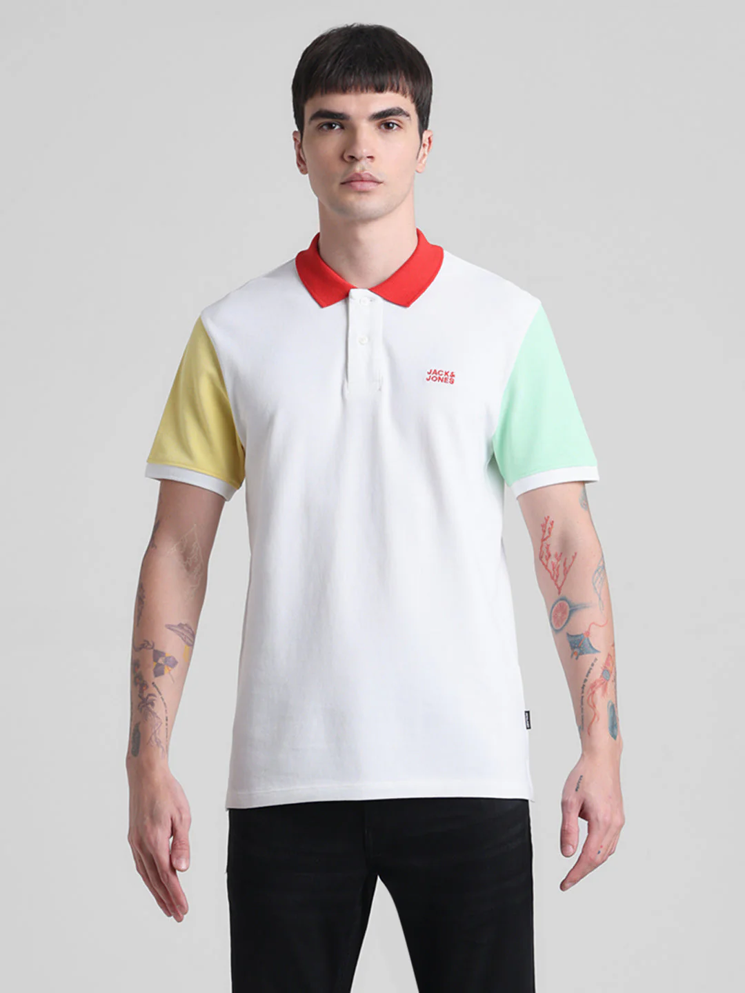 White Colourblocked Polo - Image 8