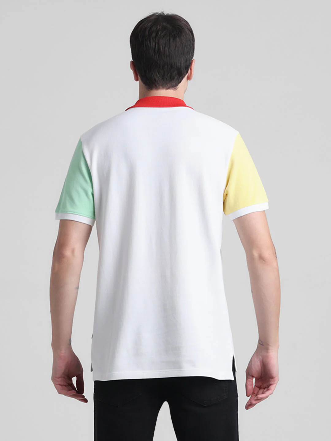 White Colourblocked Polo - Image 9