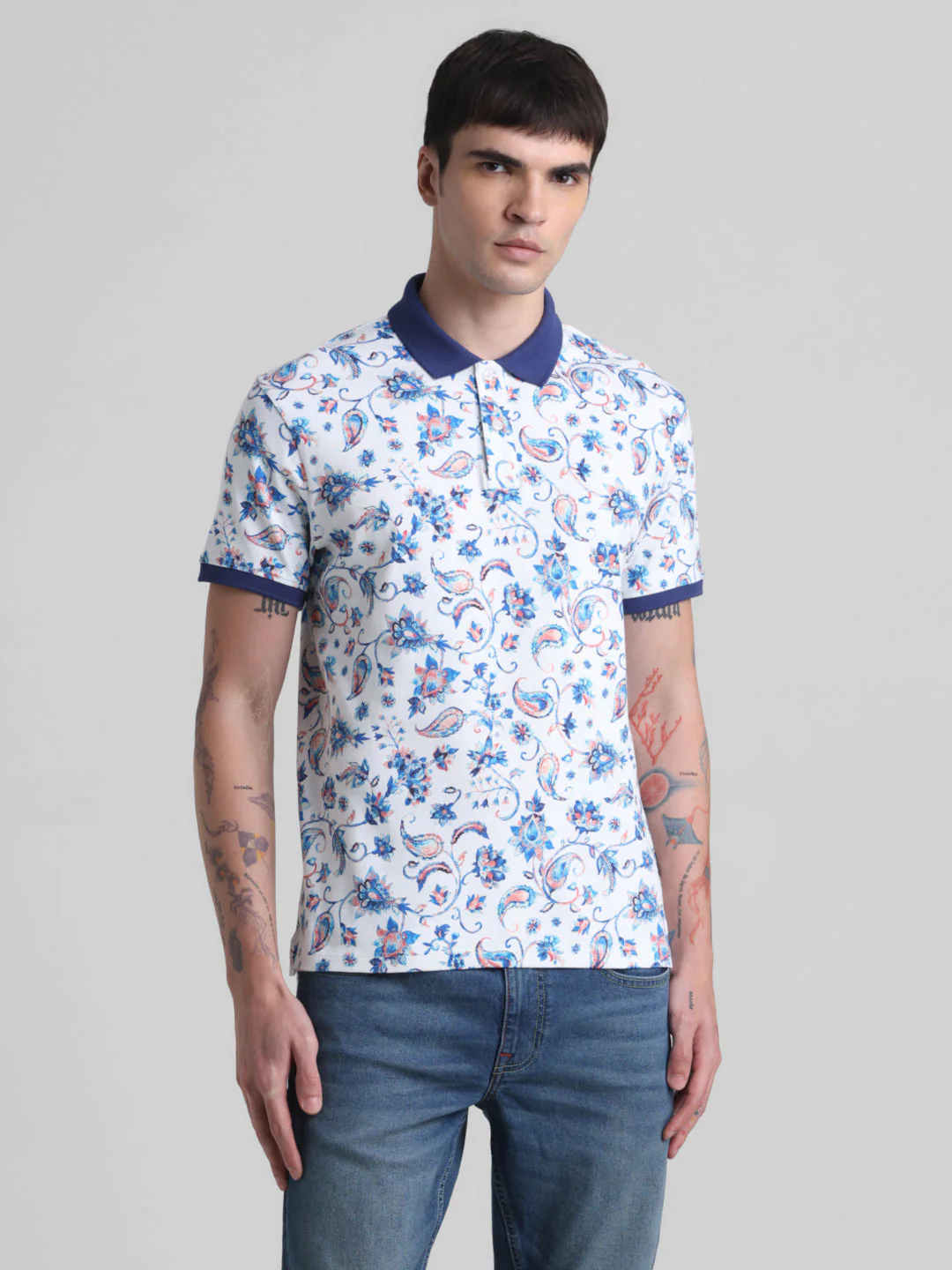 White Printed Polo - Image 2
