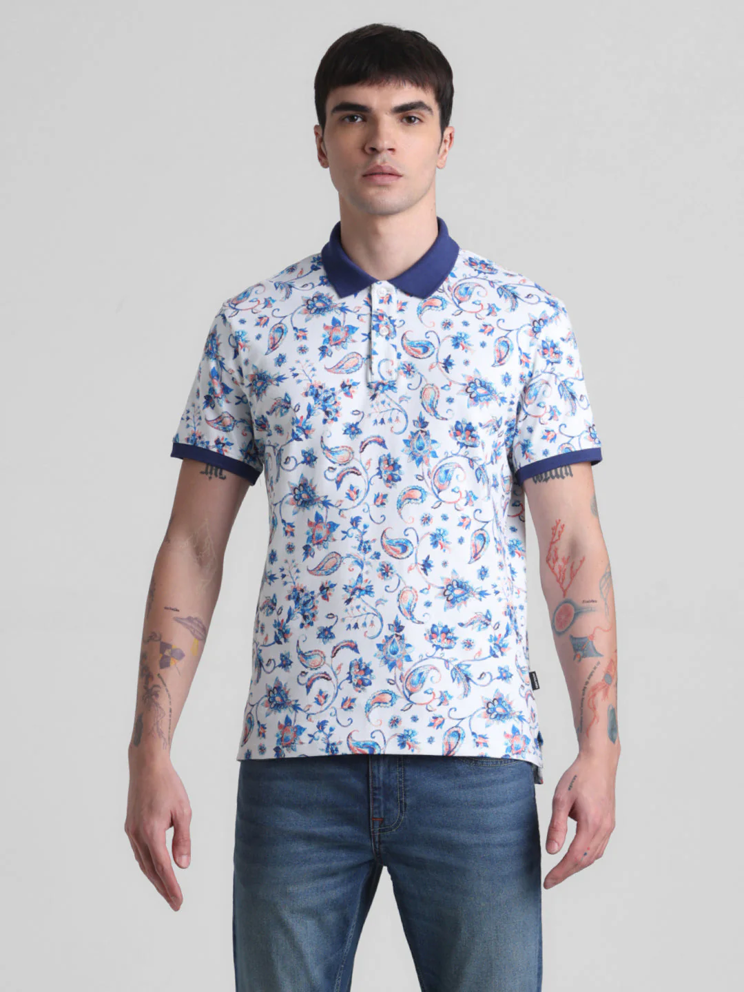 White Printed Polo - Image 8