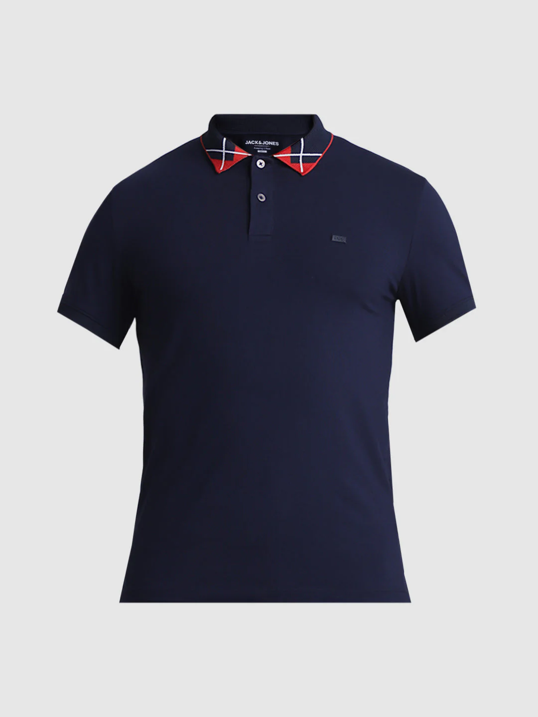 Navy Blue Printed Collar Detail Polo - Image 7