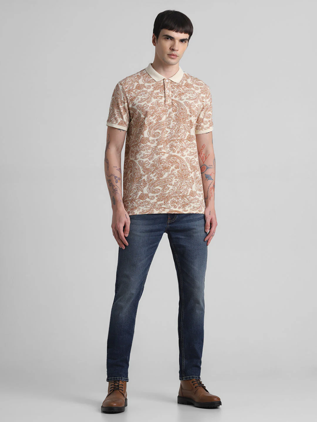 White Paisley Print Polo - Image 6