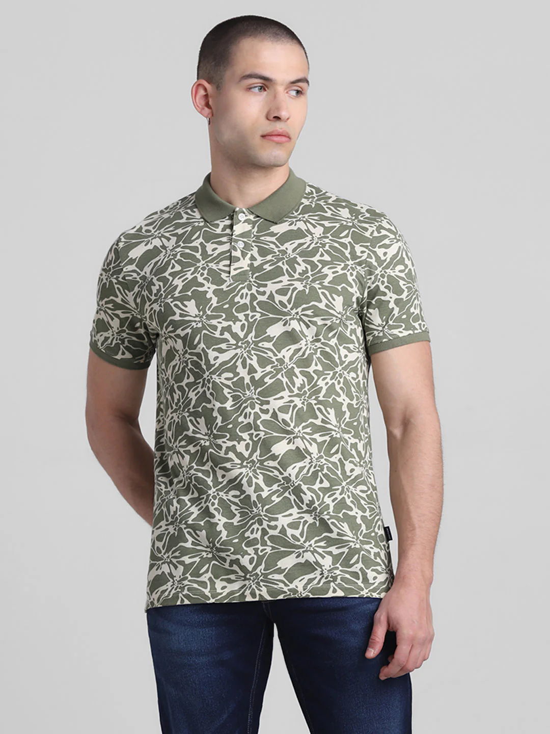 Green Printed Cotton Polo - Image 2