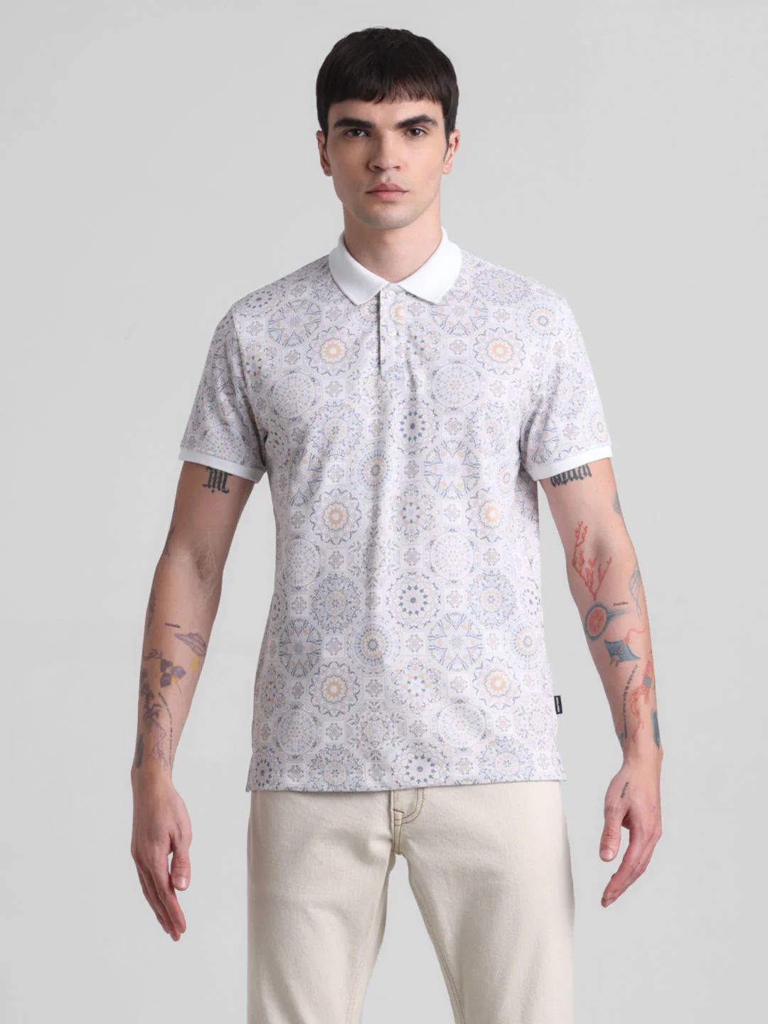 White Printed Polo - Image 8