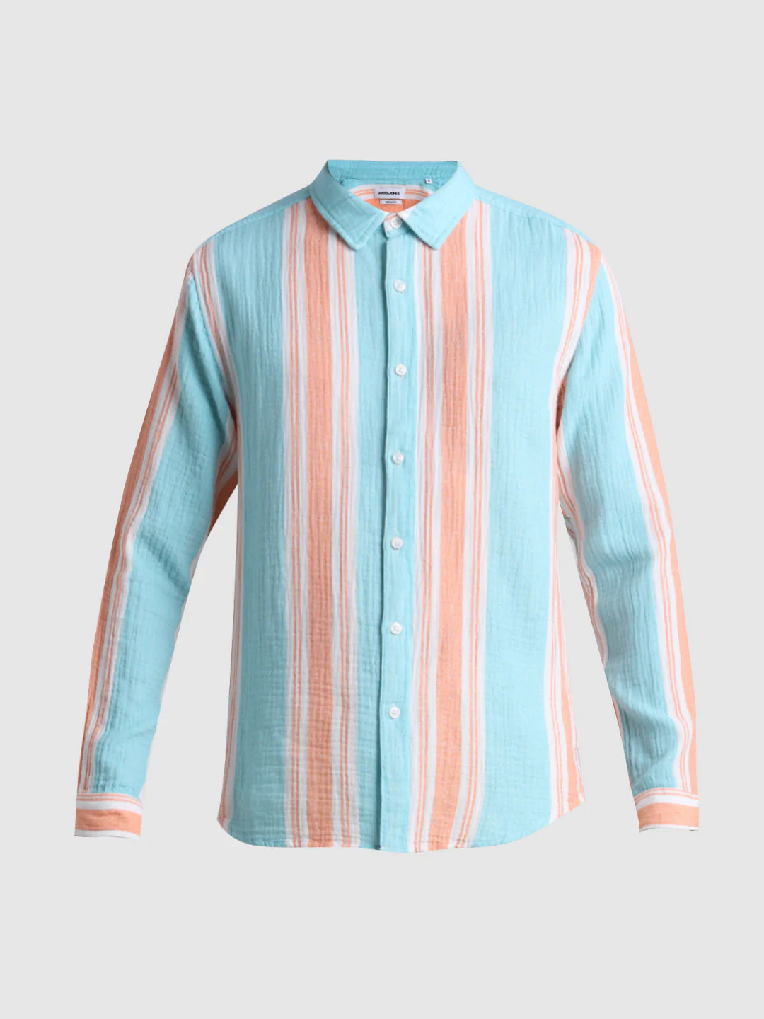 Light Blue Colourblocked Striped Shirt - Image 7