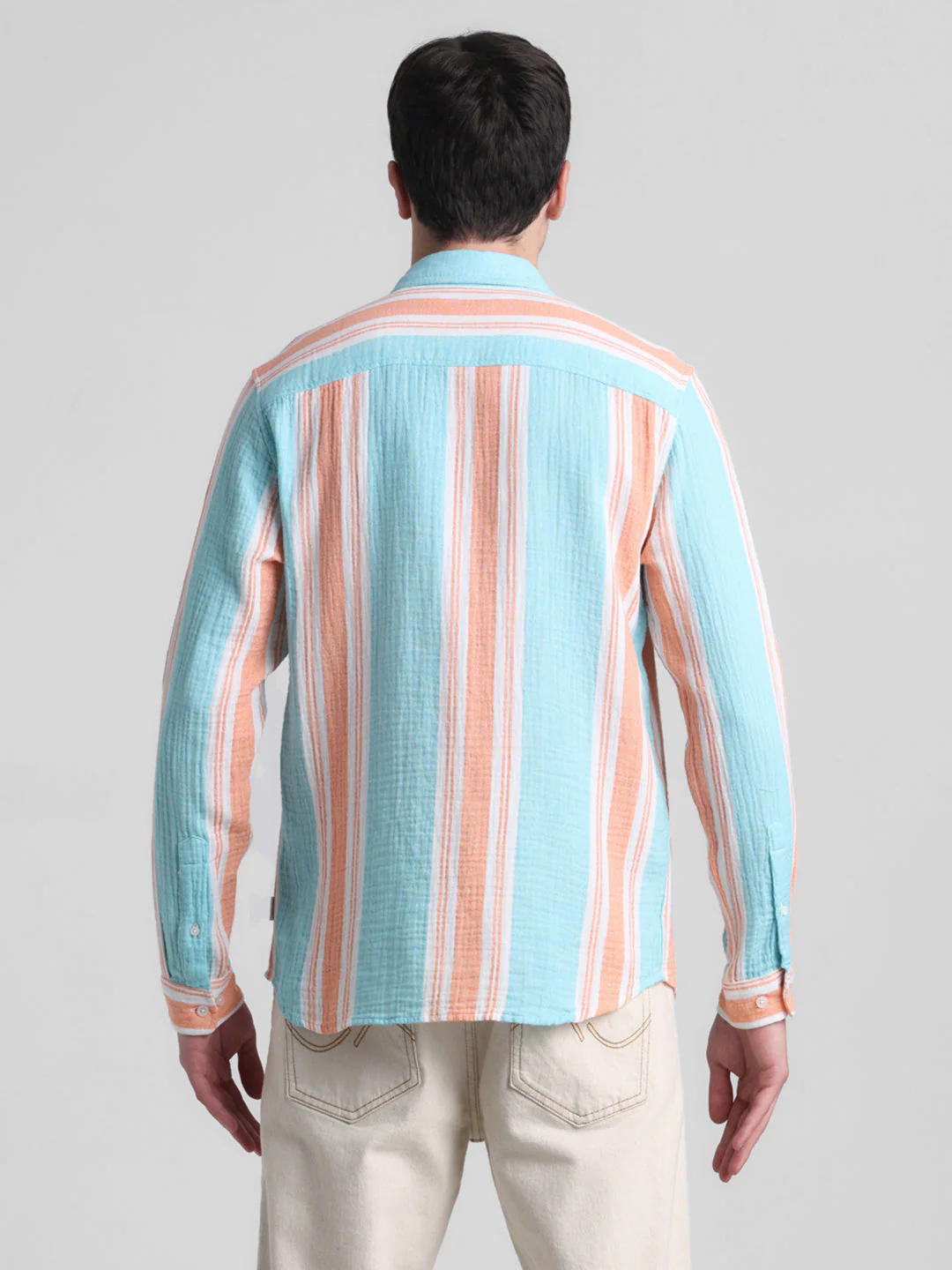 Light Blue Colourblocked Striped Shirt - Image 9