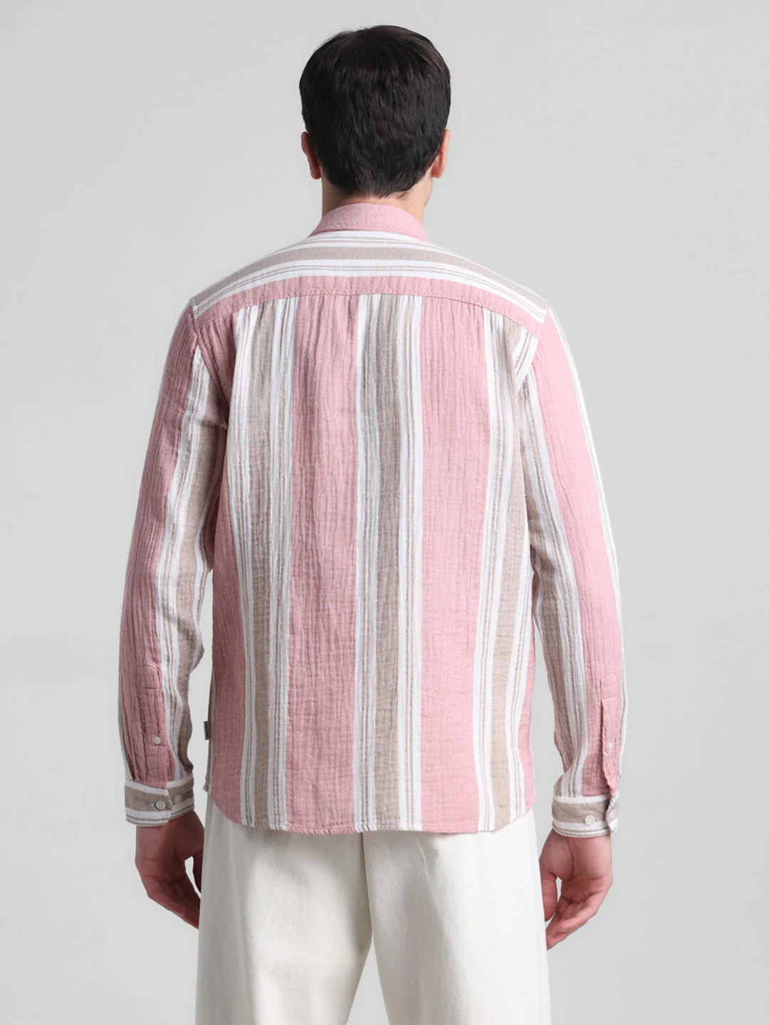 Light Pink Colourblocked Striped Shirt - Image 9