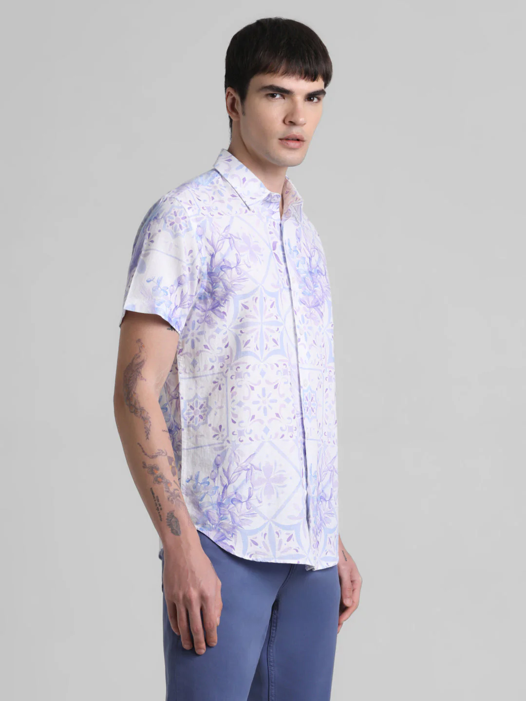 Cotton Linen Blend Printed Shirt - Image 3