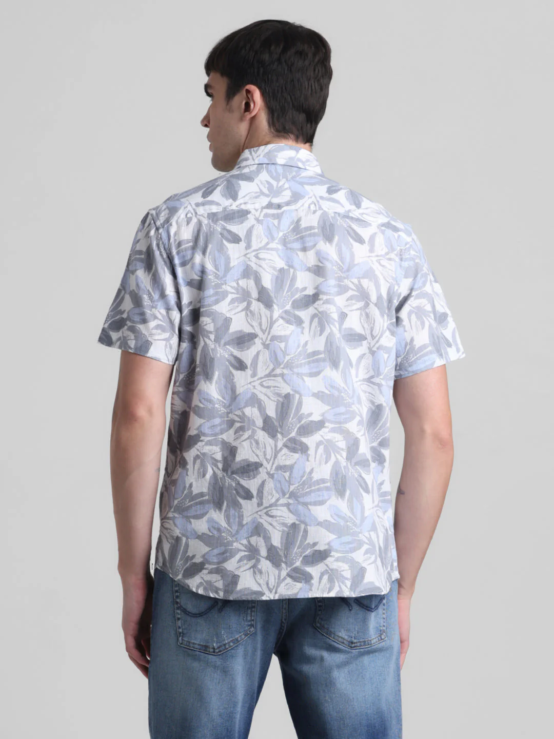 Grey Floral Short Sleeve Shirt - Image 4