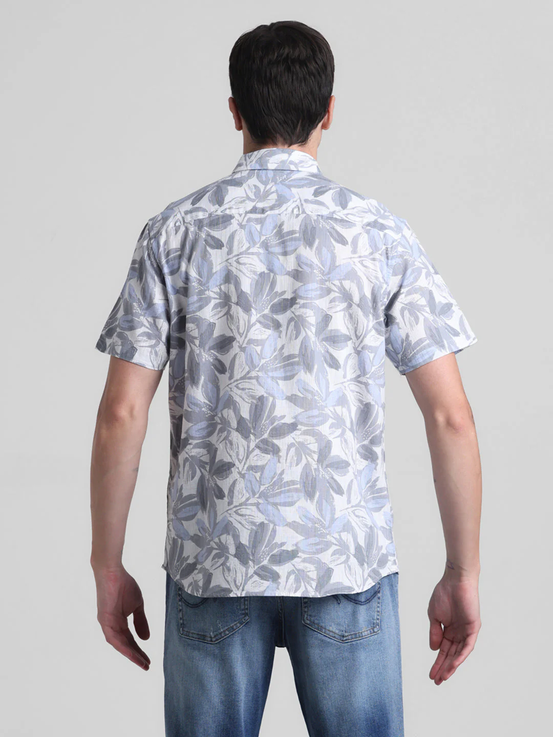 Grey Floral Short Sleeve Shirt - Image 9