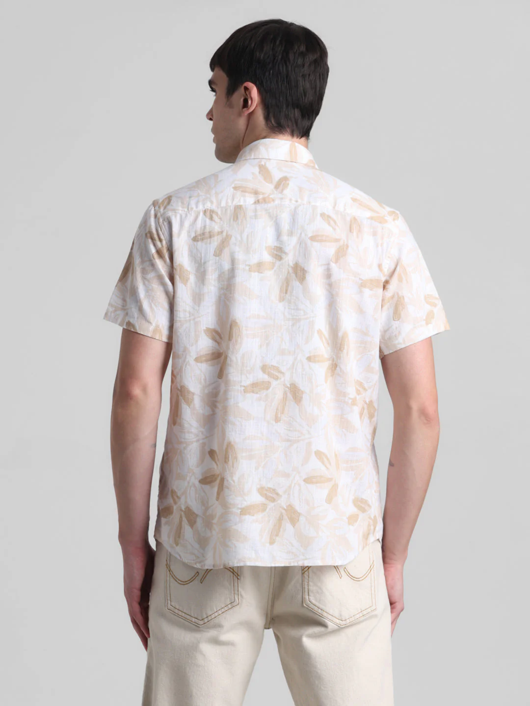Beige Floral Short Sleeve Shirt - Image 4