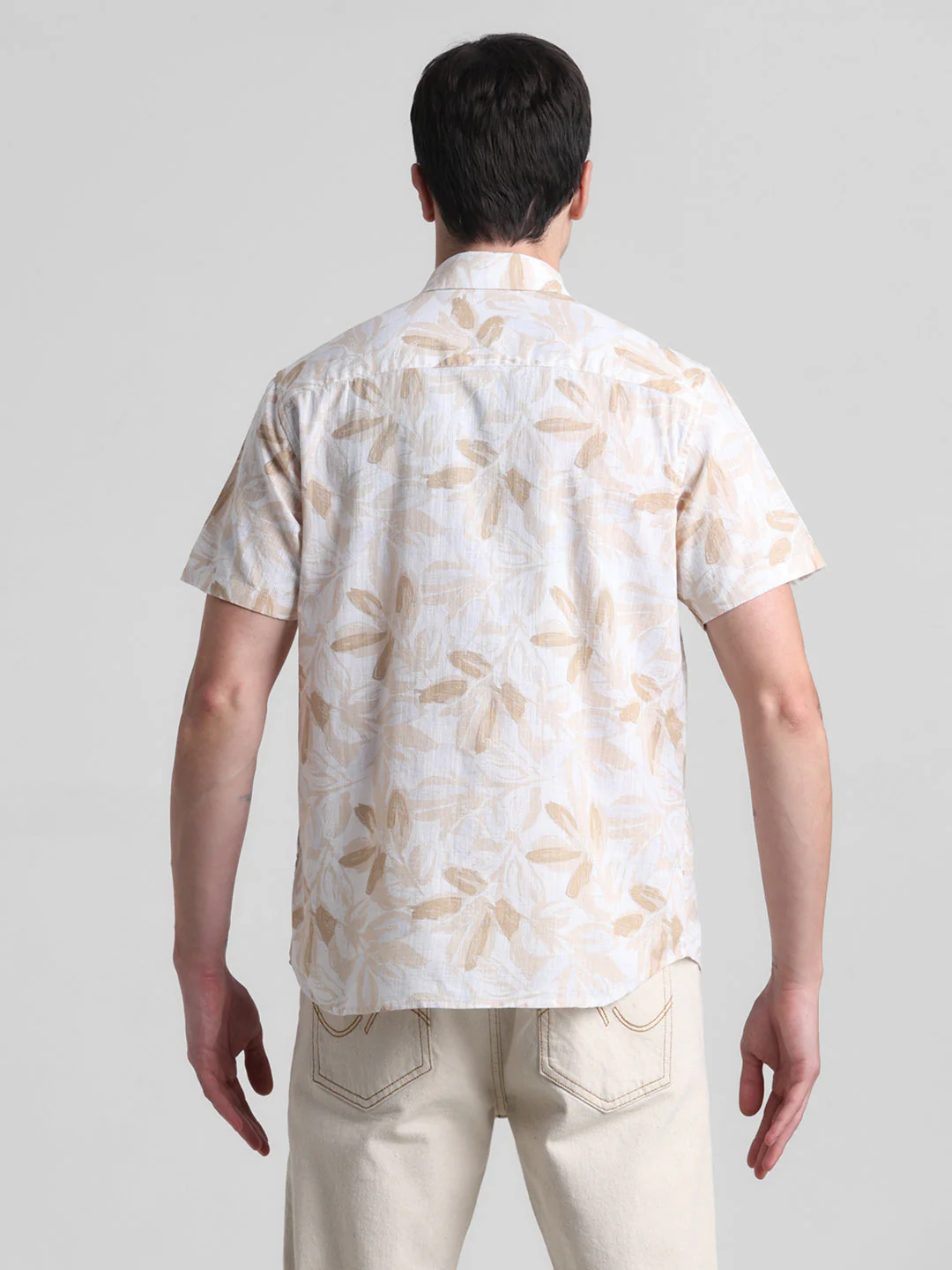 Beige Floral Short Sleeve Shirt - Image 9